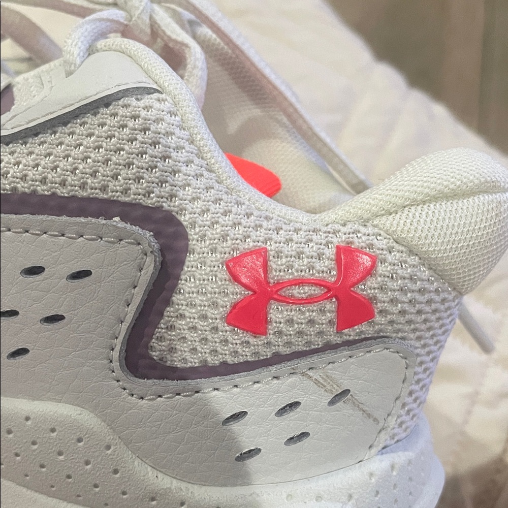 Under Armour gray, purple and hot orange Basketball Shoes (A) - Picture 4 of 6